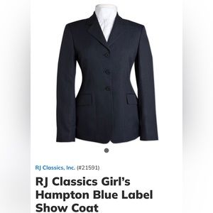 RJ Classics Hampton Show Coat Girls 10R Great Condition!
